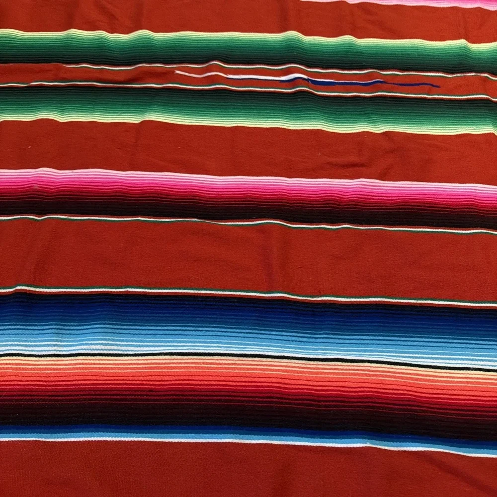 Large Mexican Saltillo Serape Fringed Blanket 60